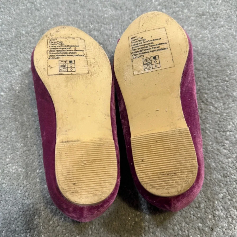 Janie and Jack Velvet Bow Mary Jane Flats Ballet Berry Pink Size 7 Wedding Guest